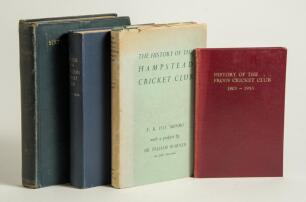 School and Club histories. Four hardback titles, each signed by the author. Titles are &lsquo;Sixty Years of Uppingham Cricket&rsquo;, William Seeds Patterson, London 1909. Inscribed in ink to the front endpaper &lsquo;Devised, written & issued at the sign of &lsquo;The Gables, 