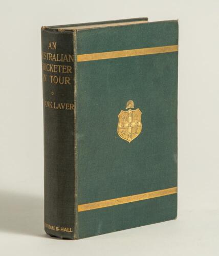 &lsquo;An Australian Cricketer on Tour&rsquo;. Frank Laver. London 1905. Original publishers green cloth with bright gilts to front cover and spine. Light foxing to early pages and page edges, otherwise in good/ very good condition.