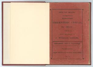 West Indies. &lsquo;The Barbados Cricketers&rsquo; Annual for 1911-12. Eighteenth year of publication&rsquo;. Edited and compiled by J. Wynfred Gibbons. Printed at the Globe Office, Barbados 1912. Rebound in later red cloth, gilt title to spine, original paper wrappers ret
