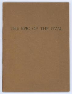 The Epic of the Oval&rsquo;. E.B.V. Christian, privately printed 1930. 36pp. Original brown card wrappers, contained in pale green cloth clamshell case, gilt title to spine. Padwick 1022. Slight foxing to pages, minor wear to wrapper extremities, otherwise in g