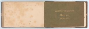 &lsquo;Lansdown Cricket Club. Matches, 1825 to 1851&rsquo;. Printed and published for the Club by R.E. Peach, Bath 1852. iv, 120pp. Small landscape format book of Club scores rebound in later half calf and marbled boards, gilt title to spine. Original front cloth wra