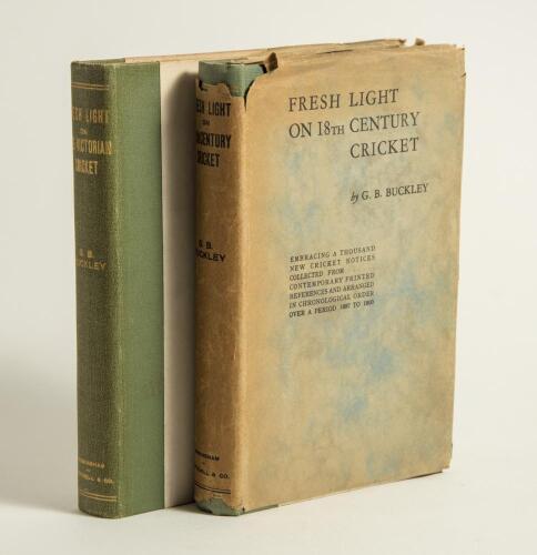 &lsquo;Fresh Light on 18th Century Cricket. A Collection of 1000 New Cricket Notices from 1697 to 1800&rsquo;. G.B. Buckley. Birmingham 1935. Padwick 801. Worn dustwrapper. Slipped in is the original and rarely seen four page supplement of &lsquo;Abbreviations&rsquo; of newspape