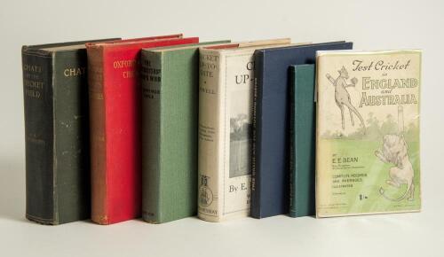Signed cricket titles 1905-1948. Seven titles, all hardbacks unless stated, each signed by the author. Titles are &lsquo;Oxford and Cambridge Scores and Biographies&rsquo;, J.D. Betham, London 1905, signed letter slipped in. &lsquo;Chats on the Cricket Field&rsquo;, W.A. Bettesw