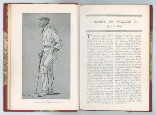 C.B. Fry. A selection of three printed articles by Fry relating to the build up to the 1920[?] tour to Australia, possibly extracts from &lsquo;C.B. Fry&rsquo;s Magazine of Sports and Outdoor Life&rsquo;. Nicely bound together in red quarter leather, with ornate gilt decor