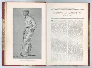 C.B. Fry. A selection of three printed articles by Fry relating to the build up to the 1920[?] tour to Australia, possibly extracts from &lsquo;C.B. Fry&rsquo;s Magazine of Sports and Outdoor Life&rsquo;. Nicely bound together in red quarter leather, with ornate gilt decor