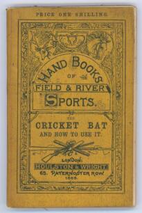 &lsquo;The Cricket-Bat; and How to Use It&rsquo;. By &lsquo;An Old Cricketer&rsquo;. Houlston and Wright, second edition, London 1865 &lsquo;Hand Books of Field and River Sports&rsquo;. viii, 96pp. Original decorative cloth covers with printed title to spine. Sale plate of H.A.L. Cohen to i