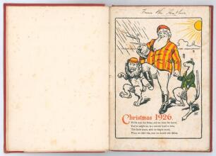 &lsquo;Cricket More or Less&rsquo;. Lord Dartmouth 1926. A book of poetry by Lord Dartmouth (also styled Viscount Lambeth), contained in decorative colour wrappers featuring an illustration of Father Christmas in M.C.C. blazer, Ashes urn under his arm, with a British