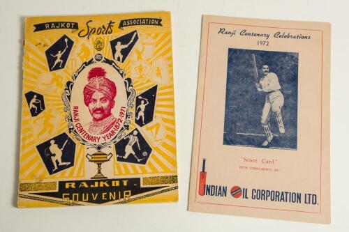 Kumar Shri Ranjitsinhji. Cambridge University, Sussex, London County & England 1893-1920. &lsquo;Ranji Centenary Year 1872-1971/ 10th Anniversary of the Rajkot Sports Association. Rajkot Souvenir&rsquo;. Brochure published by the Rajkot Sports Association, Rajkot 197