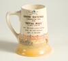 Grand National Coronation Year 1937. &lsquo;Royal Mail&rsquo;. Royal Doulton commemorative ceramic tankard with transfer printed image of the National winner &lsquo;Royal Mail&rsquo; and scenes of the Coronation below. With titles and details of owner, trainer and jockey etc. Sp - 2