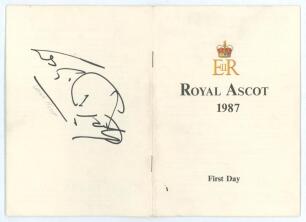 Horse racing. Royal Ascot 1987. Official programme/ race card booklet for the &lsquo;First Day&rsquo;, 16th June 1987. Signed to pages in bold black ink by eleven jockeys including Ray Cochrane, Pat Eddery, Gary Bardwell, John Reid, Cash Amussen, Walter Swinburn, Pau
