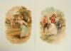 Tennis and golf. Ellen Hattie Clapsaddle c.1890s. Two large attractive modern colour prints of artworks by Clapsaddle. One is a lady playing a tennis shot with a couple looking on from the other side of the net. The other depicts a golfing scene of a lady