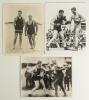 Boxing 1920s. Three original mono press photographs featuring Jack Dempsey & Stanislaus Zbyskow on a beach, Jack Dempsey sparring with George Godfrey etc. Each 10&rdquo;x8&rdquo;. Good condition. Sold with two early boxing bill postcards for bouts at the Royal Albert