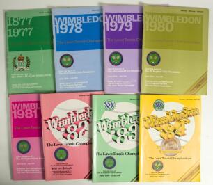 Wimbledon 1970/90&rsquo;s. Collection of fifteen official Wimbledon programmes for the championships of 1977-1988. Plus six official tickets for 1984, 1986 (2), 1990 (2) and 1991. Includes four for Centre Court. Sold with three other tennis programmes all for t