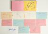 Tennis autographs 1970s-1990s. Eleven small album pages and cards comprising twenty signatures in ink, mainly individually signed, some back-to-back. Signatures include John Newcombe, Jimmy Connors, Roscoe Tanner, Arthur Ashe, Roger Taylor, Pancho Gonzale