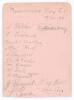 Manchester City 1933-34. Small album page signed in ink and pencil by thirteen members of the team including the trainer. Signatures include L. Fletcher, E. Toseland, Matt Busby, A. Herd, D. Halliday, L. Langford, W. Dale, L. Barnett, J. McLuckie, S. Cowa