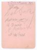 Manchester City 1933-34. Small album page signed in ink and pencil by thirteen members of the team including the trainer. Signatures include L. Fletcher, E. Toseland, Matt Busby, A. Herd, D. Halliday, L. Langford, W. Dale, L. Barnett, J. McLuckie, S. Cowa - 2