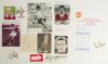 Manchester United F.C. A selection of thirteen signatures of United players on pieces (some laid down), cuttings, pages etc. Includes a &lsquo;Sporting Legends- Autographed Editions&rsquo; limited edition print no. 36/75 of Lou Macari scoring on his Manchester United - 2