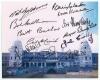 &lsquo;Wembley Greats&rsquo;. Modern colour photograph of the twin towers of the old Wembley stadium. Signed to the photograph in bold black ink by fourteen former footballers and others. Signatures are Nat Lofthouse, Bob Mathias, Bert Barlow, Kenneth Wolstenholme, G