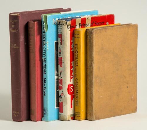 Football autobiographies 1940/70&rsquo;s. Selection of six autobiographies, all signed by their author to the title page or front end page. &lsquo;Steppes to Wembley&rsquo; Bert Trautmann 1956, &lsquo;Finney on Football&rsquo;, Tom Finney 1958 (signed to frontispiece photographic plat