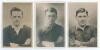 Nottingham Forest F.C. Three Godfrey Phillips &lsquo;Pinnace&rsquo; premium issue cabinet size mono real photograph plain back trade cards of Patrick Nelis 1922-1925, played 59 matches scoring 13 goals, Sidney Harrold 1920-1922, played 50 matches scoring eight goals 