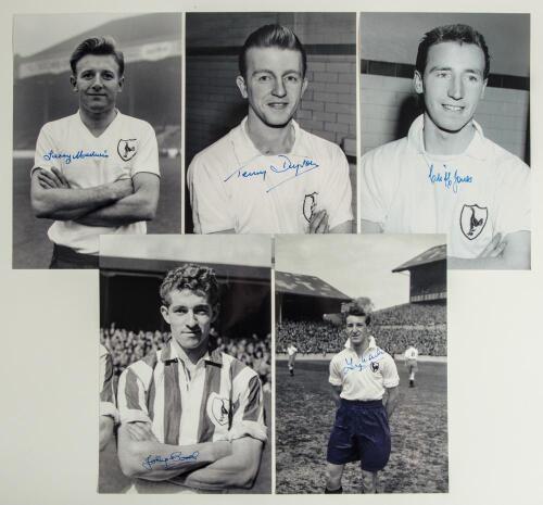 Tottenham Hotspur 1950s-1990s. Nine mono and colour copy photographs, each signed by the featured player. Earlier signatures are Terry Medwin, Terry Dyson, Cliff Jones, Johnny Brooks, Peter Baker, and the 1967 F.A. Cup winning team signed by the captain, 