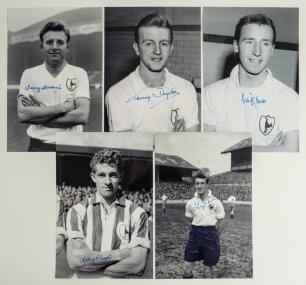 Tottenham Hotspur 1950s-1990s. Nine mono and colour copy photographs, each signed by the featured player. Earlier signatures are Terry Medwin, Terry Dyson, Cliff Jones, Johnny Brooks, Peter Baker, and the 1967 F.A. Cup winning team signed by the captain, 
