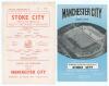 Manchester City v Stoke City. Football League Cup 1963/64. Two official programmes, one for the 1st leg played at Stoke-on-Trent 15th January 1964, Stoke won 2-0, scores annotated to the front, the other for the 2nd leg at Maine Road 5th February 1964, Ma