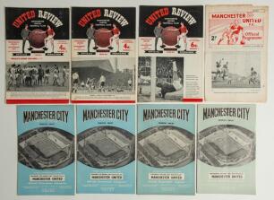 The Manchester Derby. Manchester City v Manchester United. Seasons 1960/61- 1962/63. League Division 1. Seven original official &lsquo;home&rsquo; and &lsquo;away&rsquo; programmes. Matches played at Maine Road are 27th August 1960 (Vol. 2 no. 2), match abandoned due to waterlog