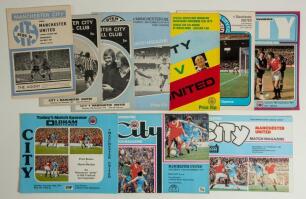 The Manchester Derby. Manchester City v Manchester United. Seasons 1970/71- 1980/81. Near complete run of &lsquo;home&rsquo; and &lsquo;away&rsquo; programmes for League Division 1 matches played at Maine Road and Old Trafford for seasons 1970/71- 1972/73 and 1975/76- 1980/81, l