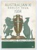 Australia tour of England 1934. Official &lsquo;Australian XI English Tour 1934 Orient Line R.M.S. &ldquo;Orford&rdquo;&rsquo; brochure. The front cover features the Ashes urn with lion and kangaroo to either side in green and gold. The brochure is fully and nicely signed in bla