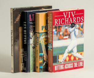 Signed cricket books. &lsquo;Len Hutton. The Biography&rsquo;. Gerald Howat 1988, signed by Hutton, &lsquo;Ricky Ponting&rsquo;s World Cup Diary. Ponting & Murgatroyd 2003, signed by Ponting, &lsquo;Hitting Across The Line&rsquo; Viv Richards. London 1991, signed by Richards and The Ashes R
