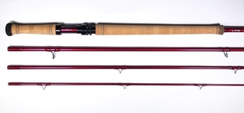 A good LTS "Across II" 4 piece carbon salmon fly rod, 15', #10-12, black anodised screw grip reel fitting, as new condition, in bag and cloth tube