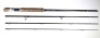 A Thomas & Thomas "Apex 909" 4 piece salt-water fly rod, 9', #9, green silk wraps, alloy screw grip reel fitting, in bag and cloth covered tube