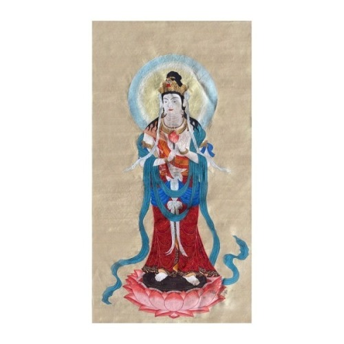 A Tibetan Thangka Depicting Standing Guanyin