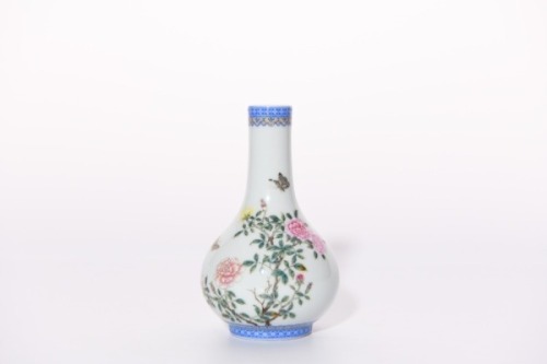 A Falangcai Floral and Butterfly Vase Qianlong Period