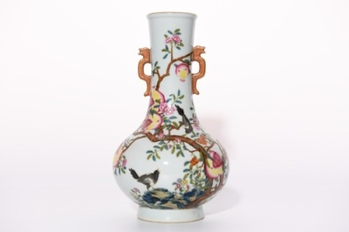 A Famille Rose Pomgranate Vase Qianlong Period