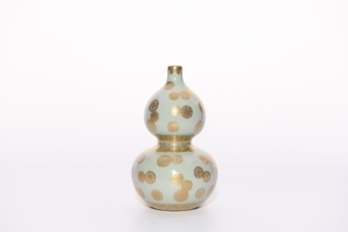 A Celadon Glazed and Gilt Double Gourds Vase Qianlong Period