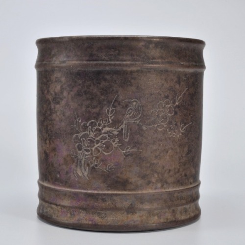 A Yixing Glazed Cylindrical Brushpot