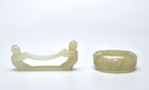 Two Carved Jade Scholar Items