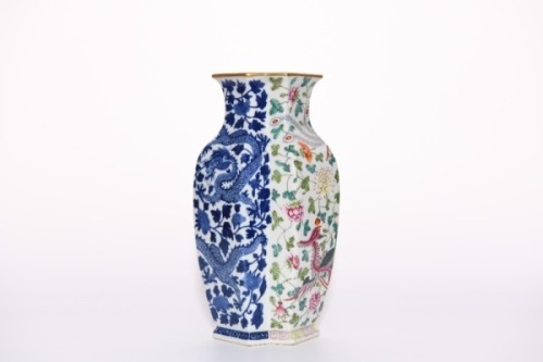 An Underglaze Blue and Famille Rose Vase Qianlong Period