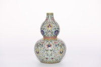 A Famille Rose and Gilt Floral Double Gourds Vase