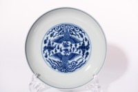 A Blue and White Phoenixs Saucer Guangxu Period