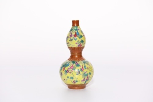 A Famille Rose Double Gourds Vase Qianlong Period