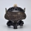 A Bronze Tripod Censer with Wooden Stand - 12