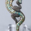 A Silver Gold and Turquoise Inlaid Dragon Belt-hook - 5
