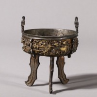 A Silver Gilt Tripod Censer