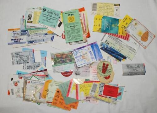 Cricket match tickets 1980s-2000s. Large quantity of over two hundred official match tickets and guest passes, the majority for cricket, some football, Commonwealth Games etc. Cricket tickets include Test, World Cup, County Championship, Natwest, Gillette