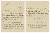 Francis Thomas 'Frank' Mann. Cambridge University, Middlesex & England 1909-1931. Two page letter from Mann to a 'Mrs Allen' dated 4th October 1944. Mann is replying to a request for a signed photograph, apparently taken by the correspondent. 'I think the