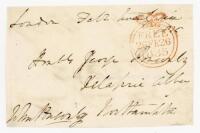 John George Brabazon Ponsonby, 5th Earl of Bessborough. M.C.C. & England 1830-1836. Original signed free-front envelope to A.G. Ponsonby[?] of Northampton, dated 26th February 1835. Nicely signed by Ponsonby in black ink. An early signature of Ponsonby. G