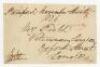 Brownlow Cecil, 2nd Marquess of Exeter. Original signed free-front envelope to a Mr John Clark of Newmarket, dated 30th November 1826. Nicely signed 'Exeter' in black ink. An early signature of Cecil, who played one first class match in 1817. G/VG - crick